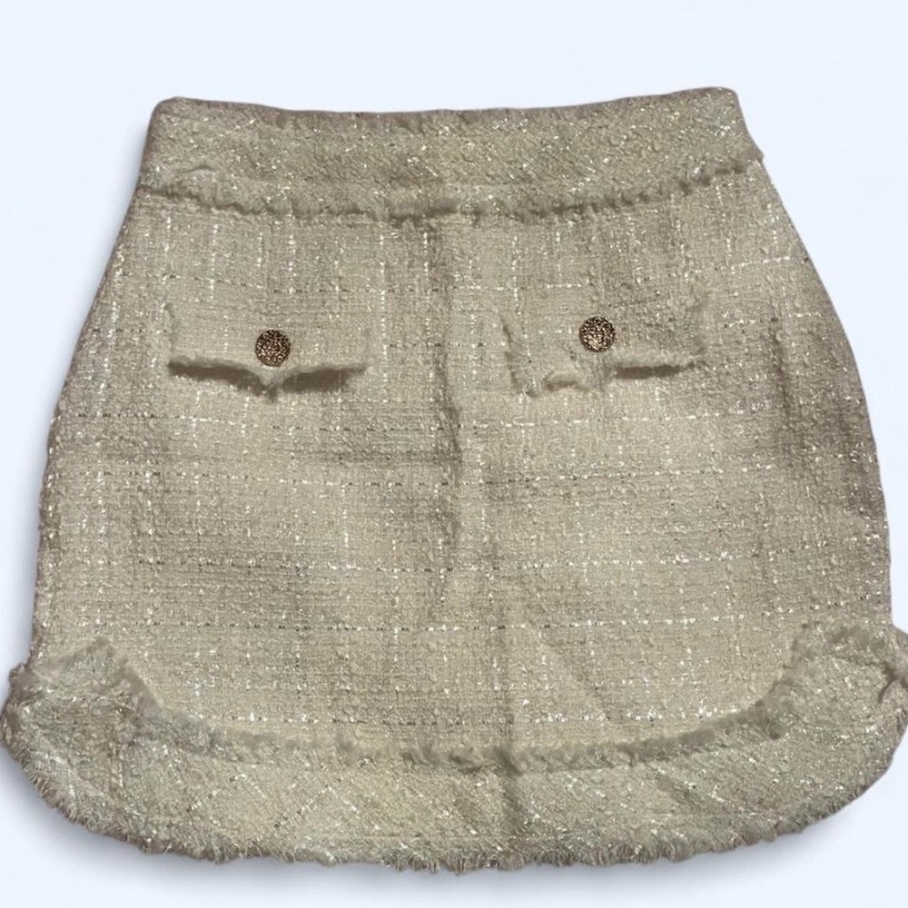NWOT High-Quality Classy White & Silver Tweed Skirt